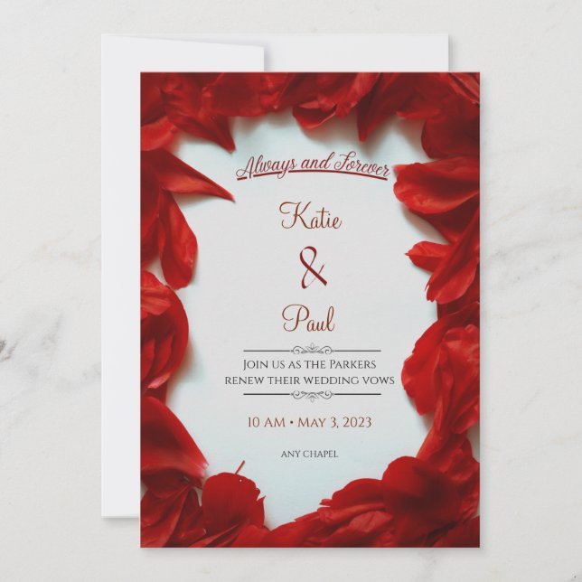 Été moderne Red Roses Élégant Mariage Invitation (Devant)