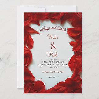 Été moderne Red Roses Élégant Mariage Invitation
