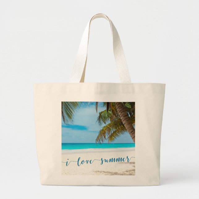 Été Personnalisé Grandes Plages Sacs J'Aime Été (Devant)