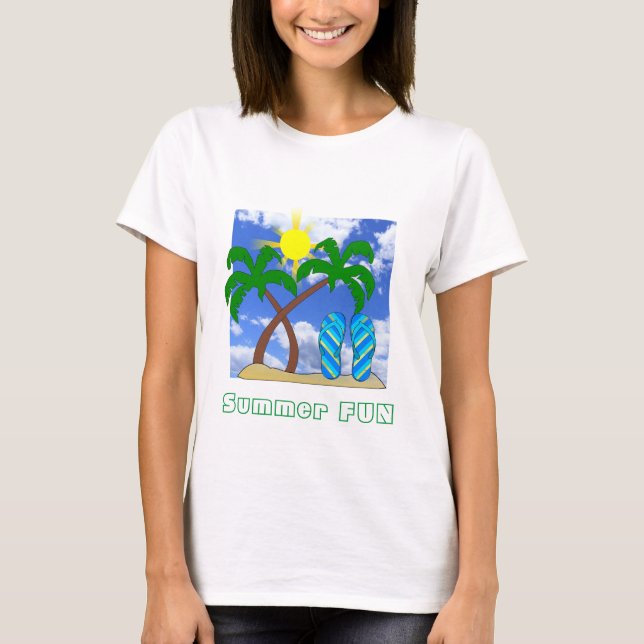 Été Plage Amusante Thème T-Shirt (Devant)