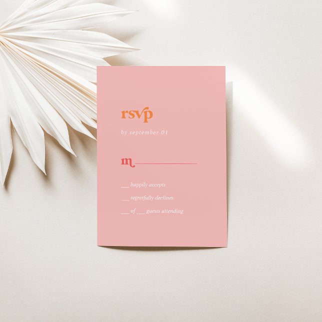 Été rétro | Carte RSVP simple rose et orange (Créateur téléchargé)