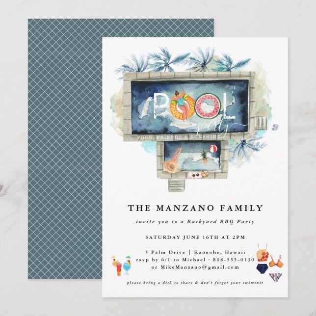 Été Rétro | Invitation à la Fête au Bord de la Pis (Devant / Derrière)