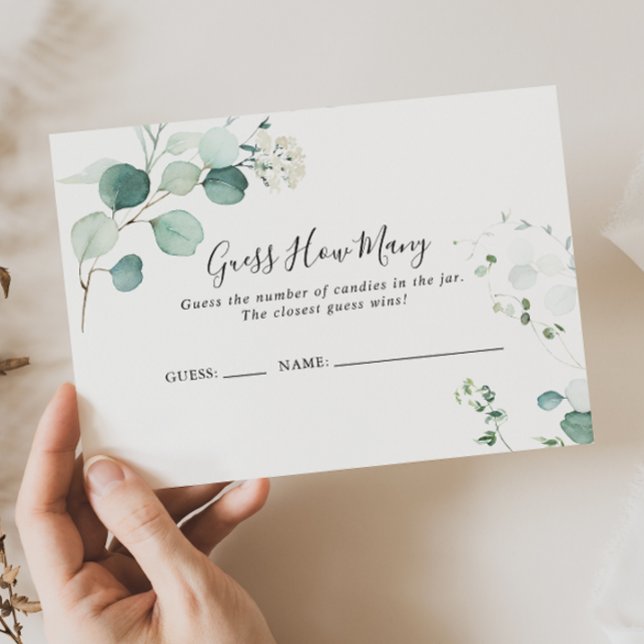Été Vert Eucalyptus Devinez Combien De Carte De Je (Créateur téléchargé)