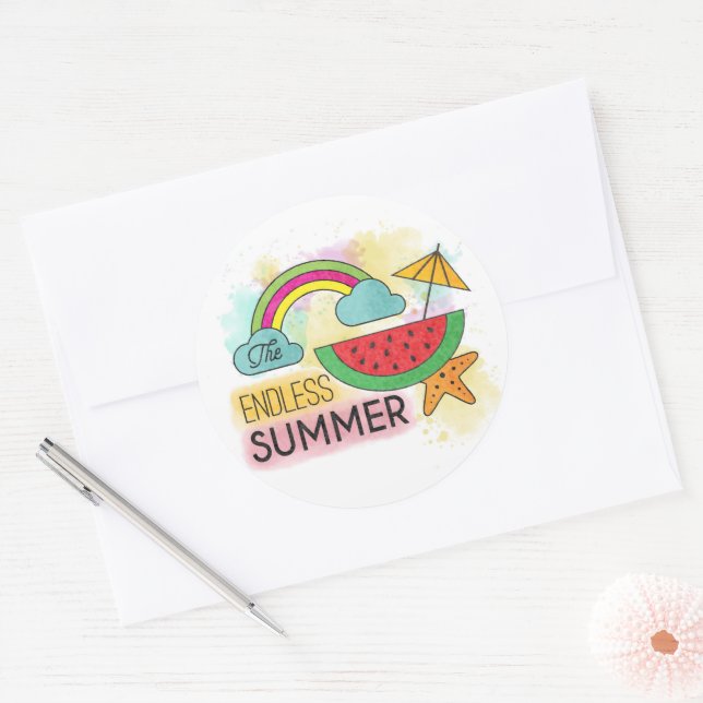 Été Watermelon Sunshine Rainbow Sticker (Enveloppe)