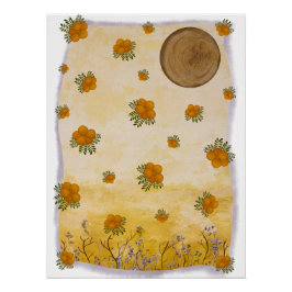 Etéreo Ocre Contemporâneo Floral Lunar Arte Poster