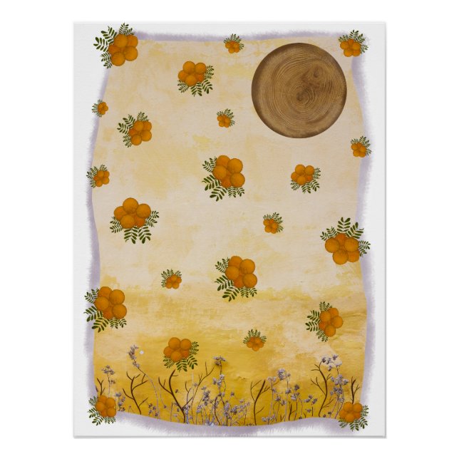 Etéreo Ocre Contemporâneo Floral Lunar Arte Poster (Vorderseite)