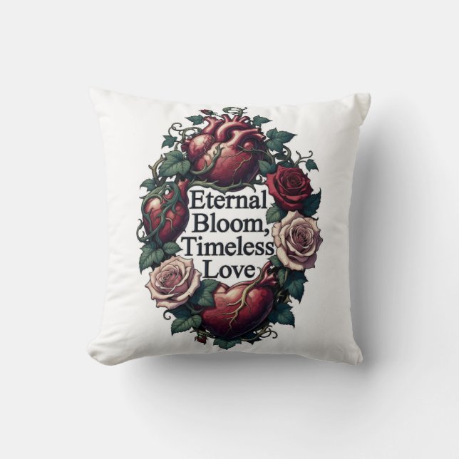 Eternal Bloom Timeless Love Entwined Hearts T-Shir Kissen (Vorderseite)