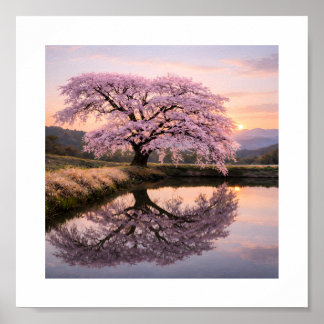 Eternal Cherry Blossom Reflection –  Art Print Poster