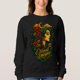 Eternal Dreams Moon Goddess Floral Art Sweatshirt