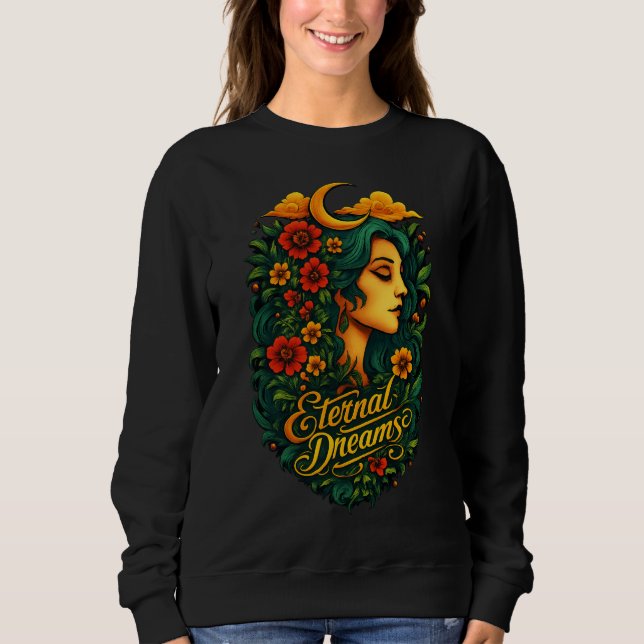 Eternal Dreams Moon Goddess Floral Art Sweatshirt (Vorderseite)