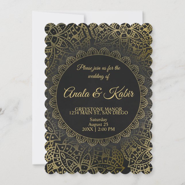 Eternal Elegance : Black&Gold invitation inspiré a (Devant)