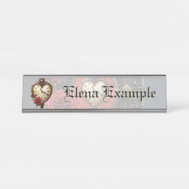 Eternal Elegance – Clockwork Heart Schreibtischnamensplakette
