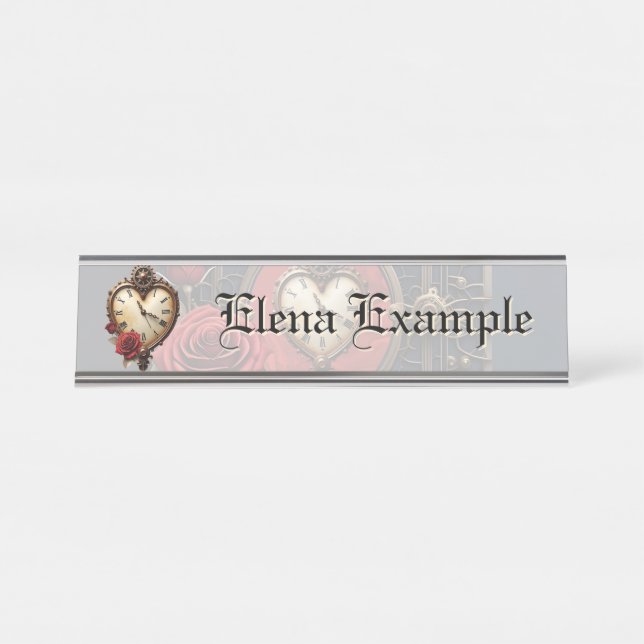 Eternal Elegance – Clockwork Heart Schreibtischnamensplakette (Vorderseite )