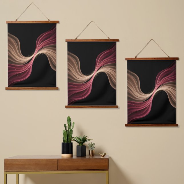 Eternal Flow of Love — Abstract Romantic Art Wandteppich Mit Holzrahmen (Asymmetrisch)
