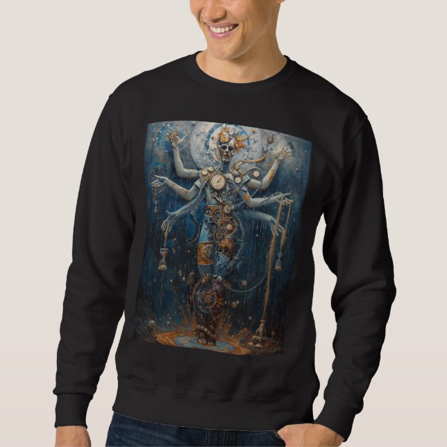 Eternal Guardian of Time Surreal Clockwork Deity Sweatshirt (Vorderseite)