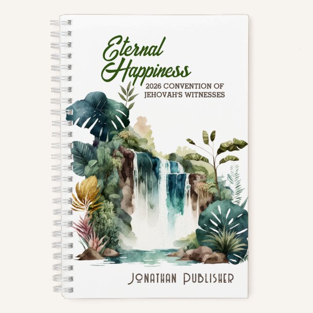 Eternal Happiness Convention Tropical Waterfall Notizbuch (Vorderseite)