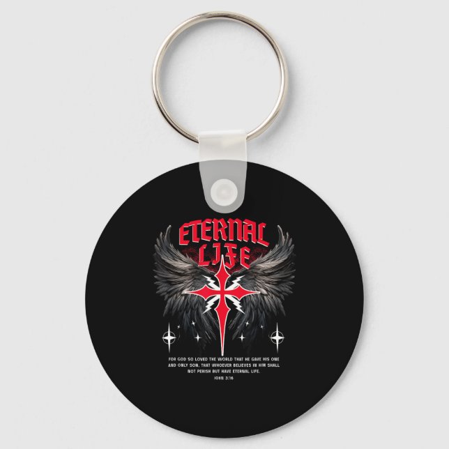 Eternal Jesus Cross Gothic Punk Life Nu Goth Bible Schlüsselanhänger (Vorderseite)