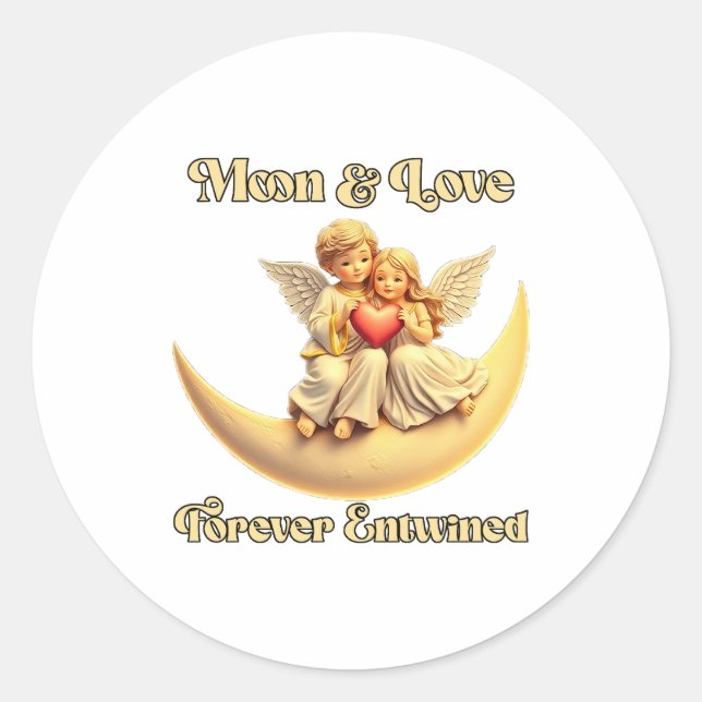 Eternal Love wir haben Crescent Moon Runder Aufkleber (Vorderseite)