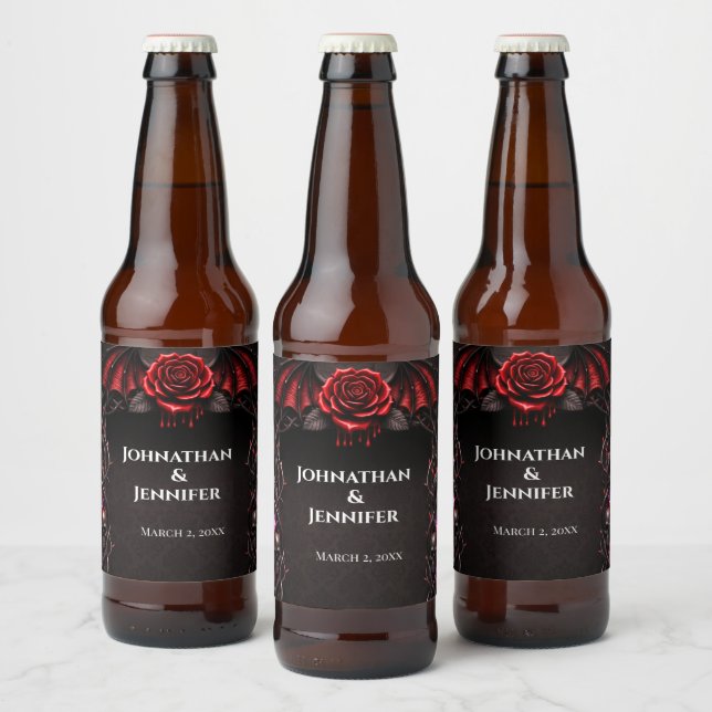 Eternal Night Gothic Vampire Wedding Dark Romance  Bierflaschenetikett (Flaschen)