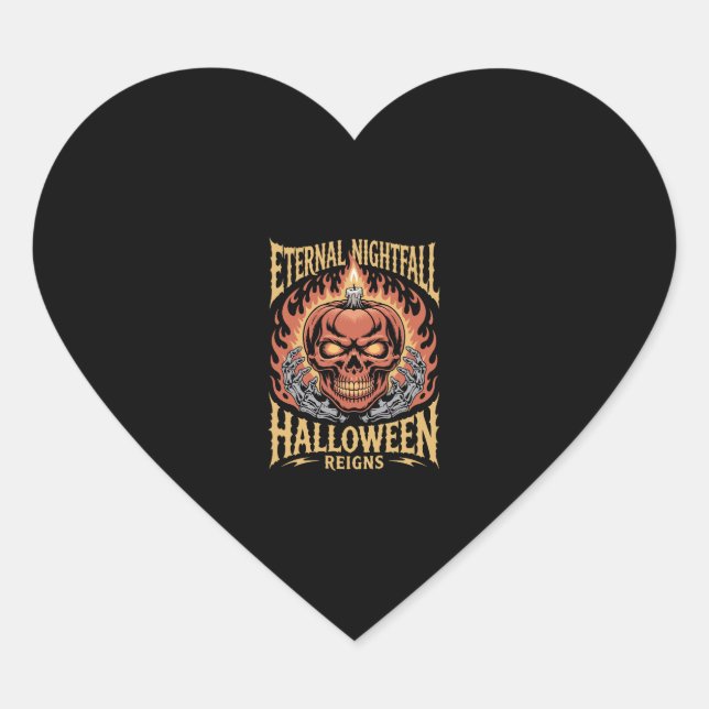 Eternal Nightfall Halloween Skull Pumpkin Herz-Aufkleber (Vorderseite)