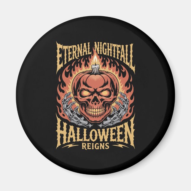 Eternal Nightfall Halloween Skull Pumpkin Magnet (Vorne)
