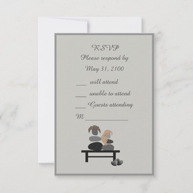 Eternal Stone Paar Boho Hochzeit RSVP Karte (Vorderseite)