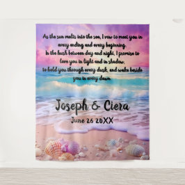 Eternal Vows by the Sea – Beach Wedding Backdrop Wandteppich