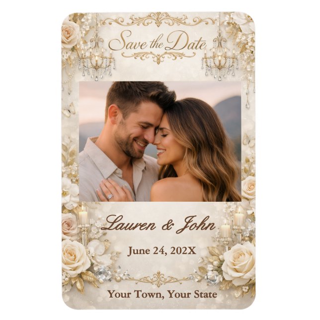 Eternally Elegant Photo Save Date Wedding Magnet (Vertikal)