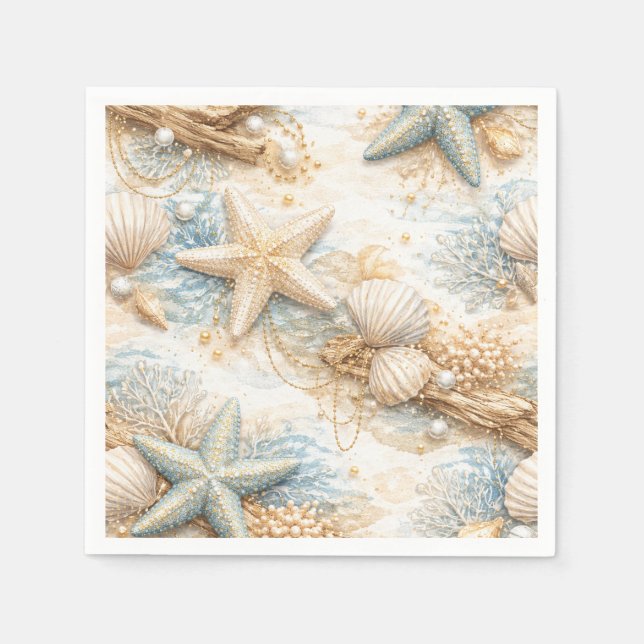 Eterntal Tides Coastal Watercolor Beach Wedding Serviette (Vorderseite)