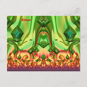 ETHAN ~ 3D-Designmuster ~ Weihnachtsfarben~ Postkarte