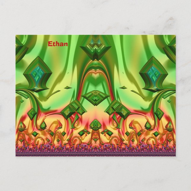 ETHAN ~ 3D-Designmuster ~ Weihnachtsfarben~ Postkarte (Vorderseite)