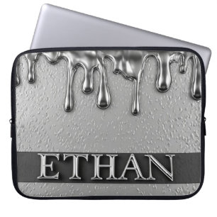 Ethan Chrome Namensschild mit flüssigen Metalltrop Laptopschutzhülle
