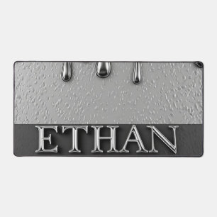 Ethan Chrome Namensschild mit flüssigen Metalltrop Schreibtischunterlage
