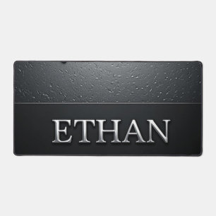 Ethan Chrome Namensschild mit flüssigen Metalltrop Schreibtischunterlage