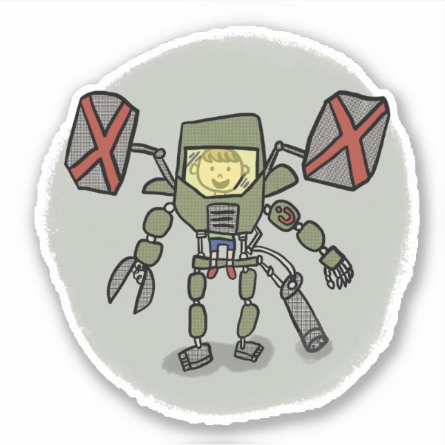 Ethan Mech Comic Book Style Sticker (Vorderseite)