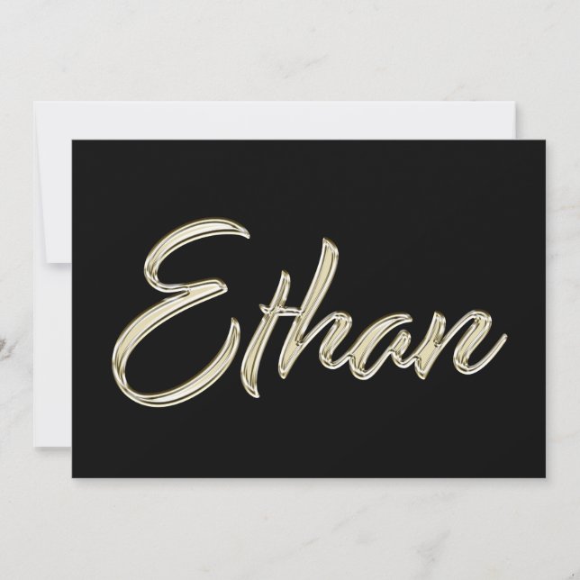 Ethan Name white gold Handwriting Karte (Vorderseite)