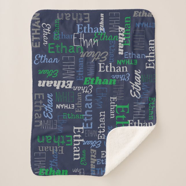 Ethan nom personnalisé blanc bleu gris couverture (Devant)