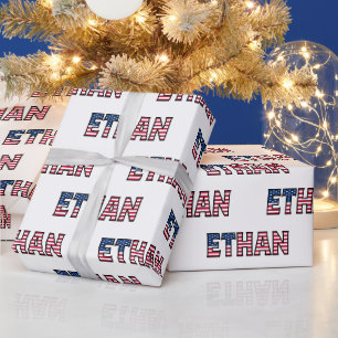 Ethan Vorname Name USA US Geschenkpapier Papier