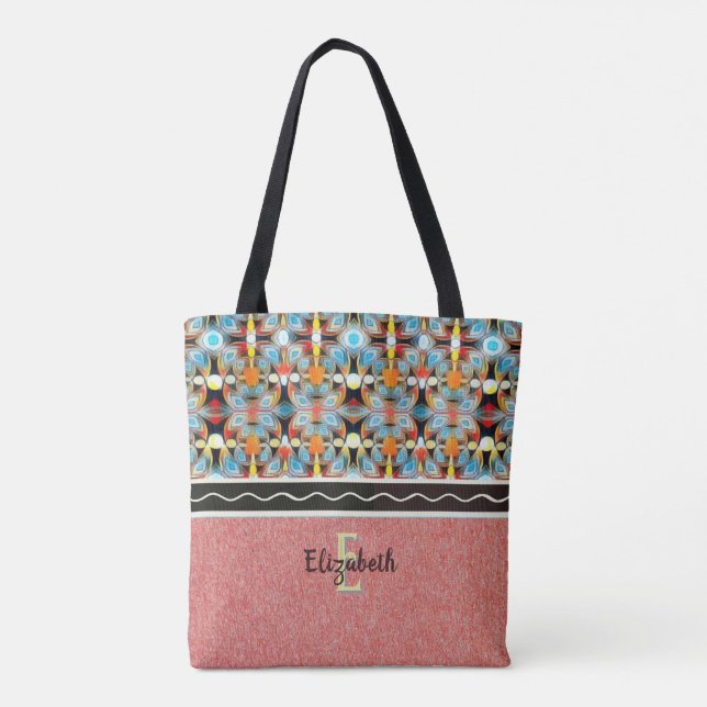 Ether-Leuchten gelb, orange, blau und schwarz Tasche (Rückseite)