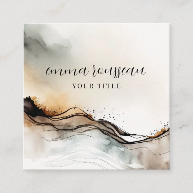 Ethereal Abstrakt Watercolor Business Card Quadratische Visitenkarte (Vorderseite)