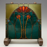 Ethereal Amber Arch Keramik Tile Fliese<br><div class="desc">Erweitern Sie Ihre Zuhause mit dem Ätherischen Amber Arch Keramik Tile, einem exquisiten Jugendstil-inspirierten Stück, das von Zazzle gedruckt wurde. Diese flache Keramik, ohne Prägung, erweckt die zeitlose Schönheit der Buntglaskunst. Die atemberaubende Gestaltung des hellblütigen Set vor tiefem Jade- und Olivenhintergrund verleihen den aufwändigen Mustern und fließenden Linien eine harmonische...</div>