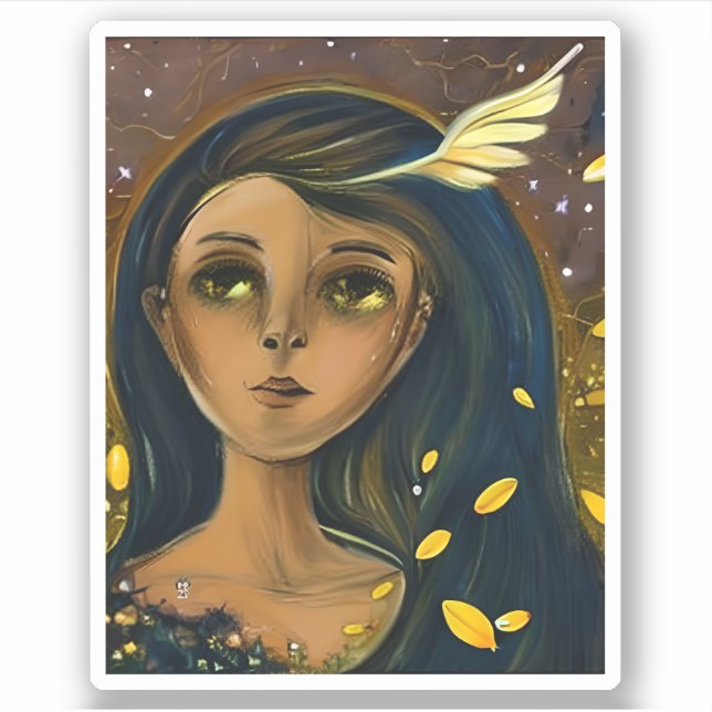 Ethereal Angelic Girl Abstrakte Kunst, Dichtung un Aufkleber (Vorderseite)