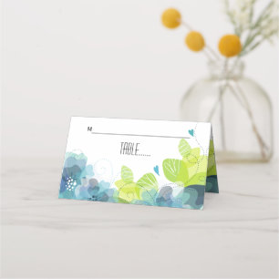 Ethereal aquamarine Blume Hochzeitskarte Platzkarte