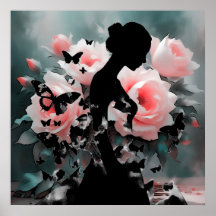 Ethereal Art Ballerina & Butterfliegen Schwarz/Ros