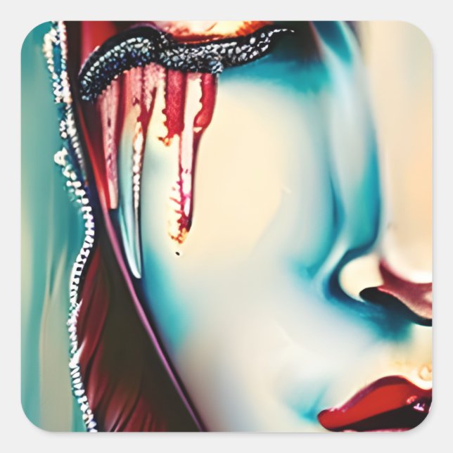 Ethereal Art Shimmery Woman Quadratischer Aufkleber (Vorderseite)