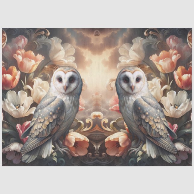 Ethereal Baroque Florals & Owls Decoupage Paper Seidenpapier (Vorderseite)