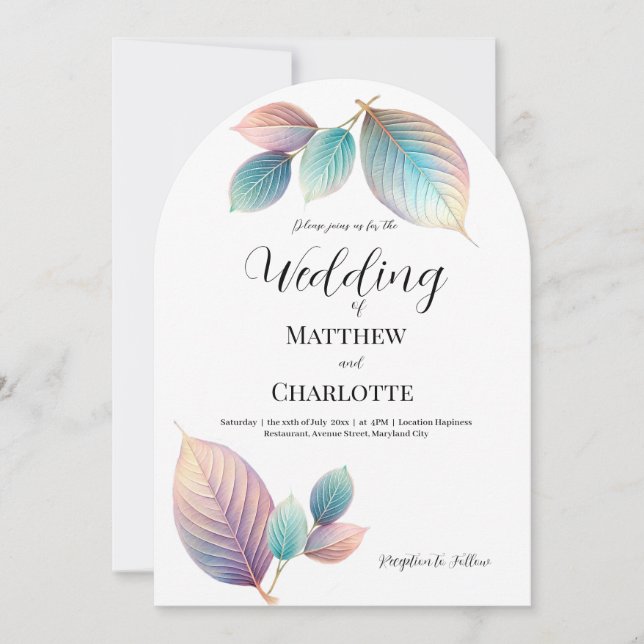 Ethereal Beauty Soft Tone Whimsical Pastel Blätter Einladung (Vorderseite)