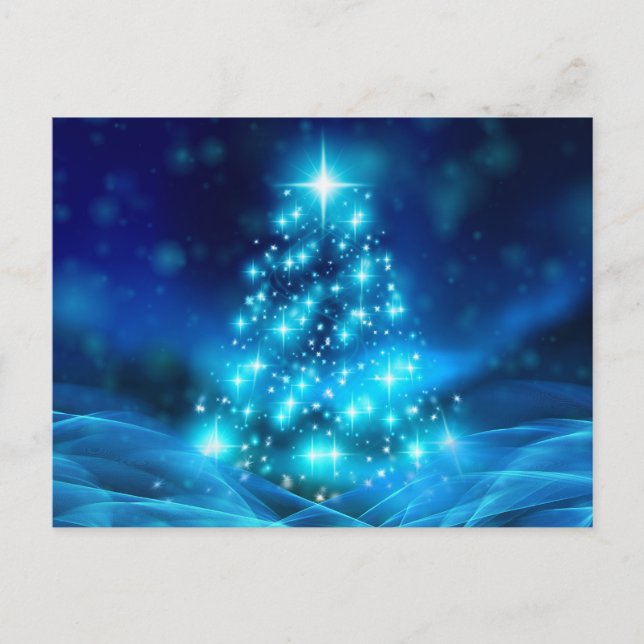 Ethereal Blauer Weihnachtsbaum Postkarte (Vorderseite)