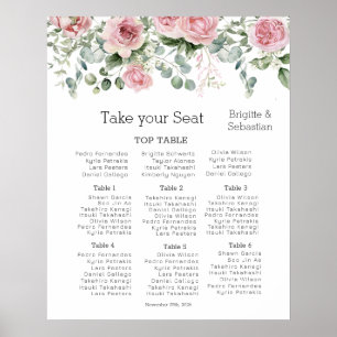 Ethereal Bloms Watercolor Floral Wedding Sitzplatz Poster