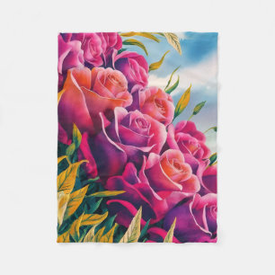 Ethereal Bloom: Abstrakte Rose Fleecedecke